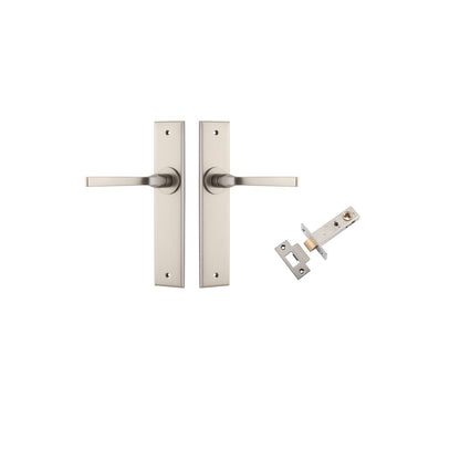 Iver Annecy Door Lever Chamfered Latch Pair, Passage Kit, Privacy Kit , Entrance Kit with High Security Lock -Satin Nickel