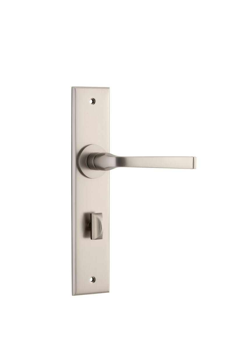 Iver Annecy Door Lever Chamfered Latch Pair, Passage Kit, Privacy Kit , Entrance Kit with High Security Lock -Satin Nickel