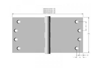 Lohala Hinge Stainless Steel 304 ,Wide Throw 100mm x 125mm x 3.5mm ,100mm x 150mm x 3.5mm ,100mm x 175mm x 3.5mm & 100mm x 200mm x 3.5mm Fixed Pin Button Tip Satin