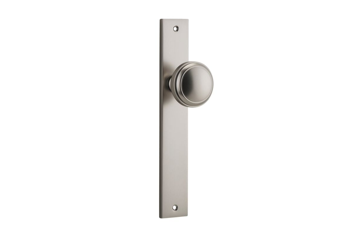 Iver Paddington  Door Knob Rectangular Latch Pair, Passage Kit, Privacy Kit , Entrance Kit with High Security Lock - Satin Nickel