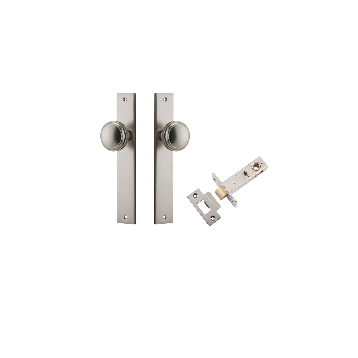 Iver Paddington  Door Knob Rectangular Latch Pair, Passage Kit, Privacy Kit , Entrance Kit with High Security Lock - Satin Nickel