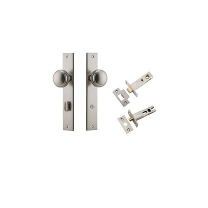Iver Paddington  Door Knob Rectangular Latch Pair, Passage Kit, Privacy Kit , Entrance Kit with High Security Lock - Satin Nickel