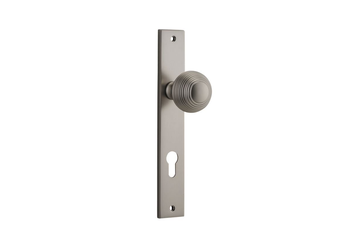 Iver Guildford Door Knob Rectangular Latch Pair, Passage Kit, Privacy Kit , Entrance Kit with High Security Lock - Satin Nickel