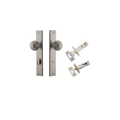 Iver Guildford Door Knob Rectangular Latch Pair, Passage Kit, Privacy Kit , Entrance Kit with High Security Lock - Satin Nickel