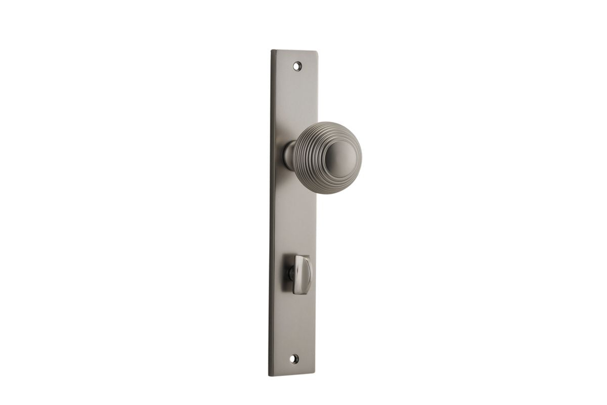 Iver Guildford Door Knob Rectangular Latch Pair, Passage Kit, Privacy Kit , Entrance Kit with High Security Lock - Satin Nickel