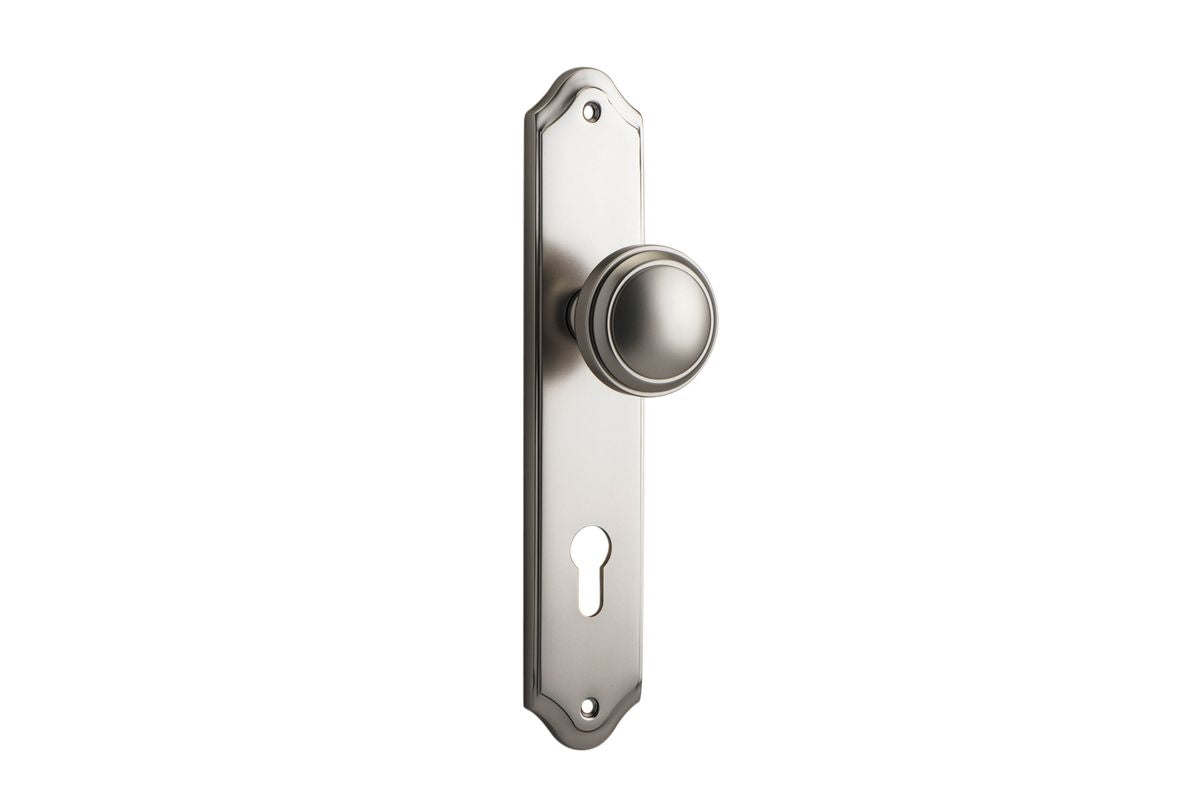 Iver Paddington  Door Knob Shouldered Latch Pair, Passage Kit, Privacy Kit , Entrance Kit with High Security Lock - Satin Nickel