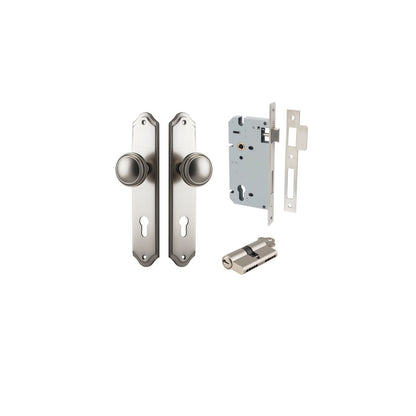 Iver Paddington  Door Knob Shouldered Latch Pair, Passage Kit, Privacy Kit , Entrance Kit with High Security Lock - Satin Nickel