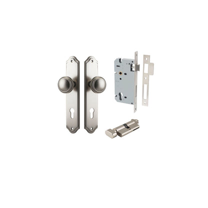 Iver Paddington  Door Knob Shouldered Latch Pair, Passage Kit, Privacy Kit , Entrance Kit with High Security Lock - Satin Nickel