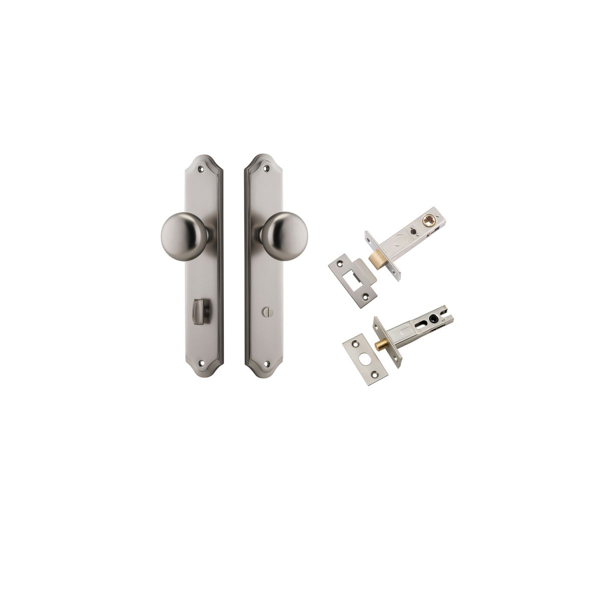 Iver Cambridge Door Knob Shouldered Latch Pair, Passage Kit, Privacy Kit , Entrance Kit with High Security Lock -Satin Nickel
