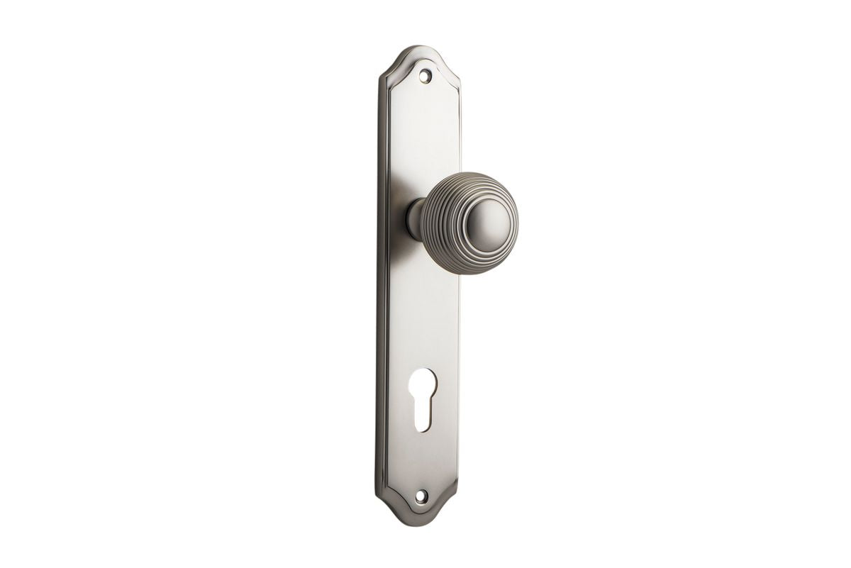Iver Guildford Door Knob Shouldered Latch Pair, Passage Kit, Privacy Kit , Entrance Kit with High Security Lock - Satin Nickel
