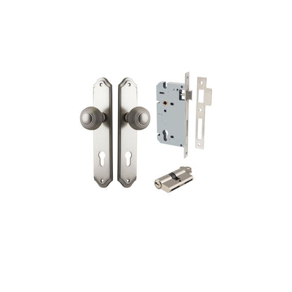 Iver Guildford Door Knob Shouldered Latch Pair, Passage Kit, Privacy Kit , Entrance Kit with High Security Lock - Satin Nickel