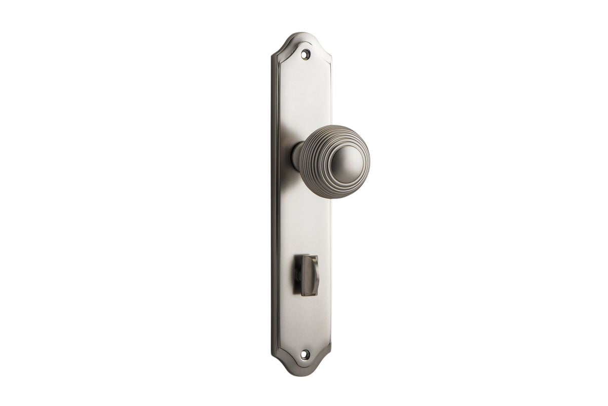 Iver Guildford Door Knob Shouldered Latch Pair, Passage Kit, Privacy Kit , Entrance Kit with High Security Lock - Satin Nickel