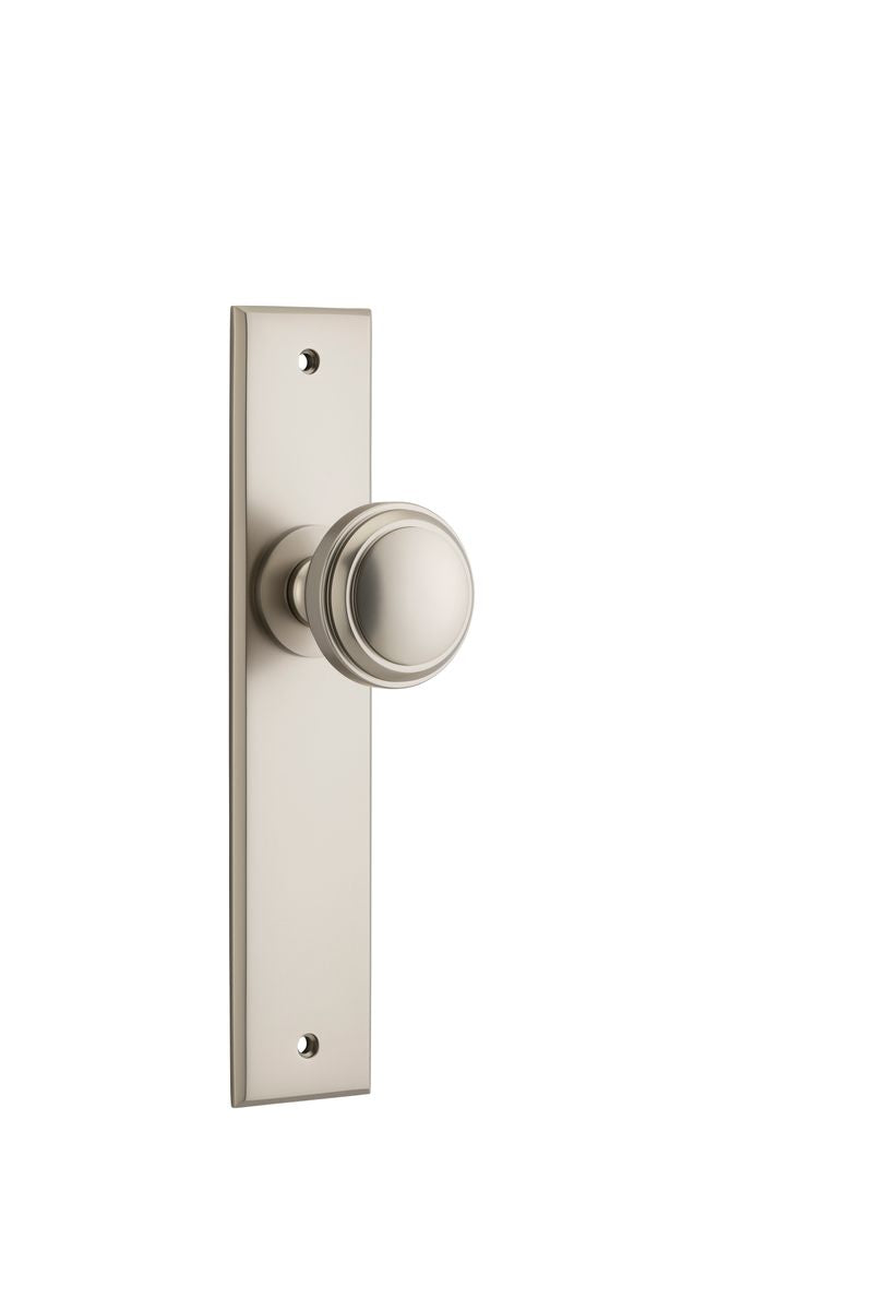 Iver Paddington  Door Knob Chamfered Latch Pair, Passage Kit, Privacy Kit , Entrance Kit with High Security Lock - Satin Nickel