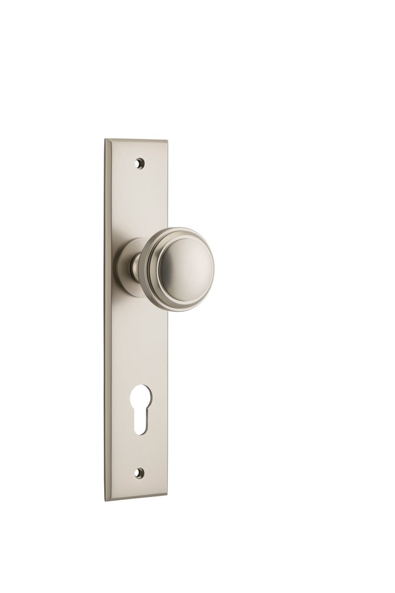 Iver Paddington  Door Knob Chamfered Latch Pair, Passage Kit, Privacy Kit , Entrance Kit with High Security Lock - Satin Nickel