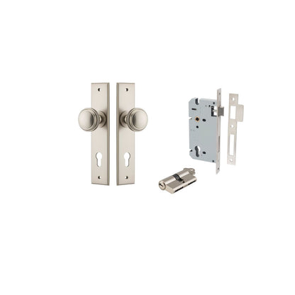 Iver Paddington  Door Knob Chamfered Latch Pair, Passage Kit, Privacy Kit , Entrance Kit with High Security Lock - Satin Nickel