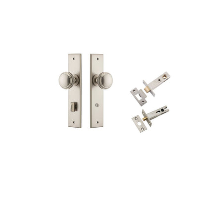 Iver Paddington  Door Knob Chamfered Latch Pair, Passage Kit, Privacy Kit , Entrance Kit with High Security Lock - Satin Nickel