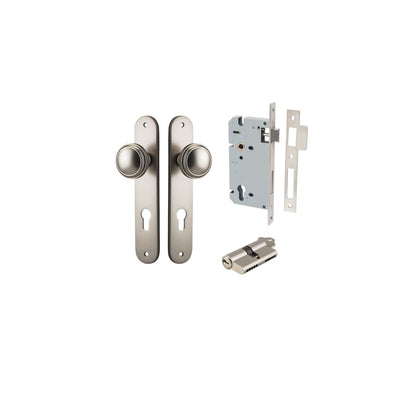 Iver Paddington  Door Knob Oval Latch Pair, Passage Kit, Privacy Kit , Entrance Kit with High Security Lock - Satin Nickel