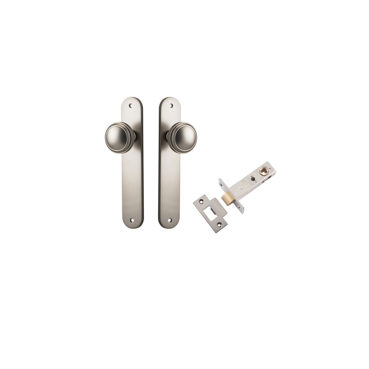 Iver Paddington  Door Knob Oval Latch Pair, Passage Kit, Privacy Kit , Entrance Kit with High Security Lock - Satin Nickel