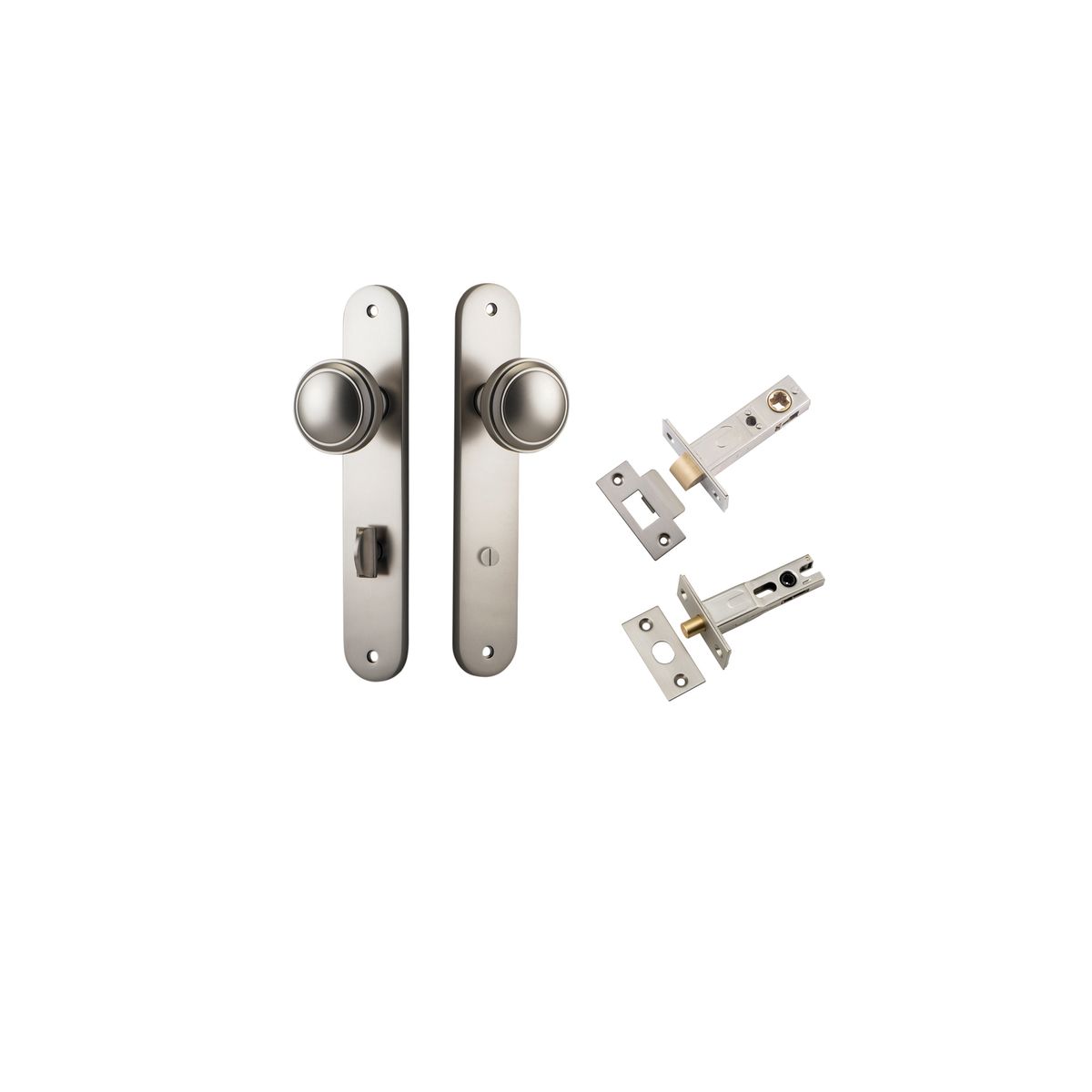 Iver Paddington  Door Knob Oval Latch Pair, Passage Kit, Privacy Kit , Entrance Kit with High Security Lock - Satin Nickel