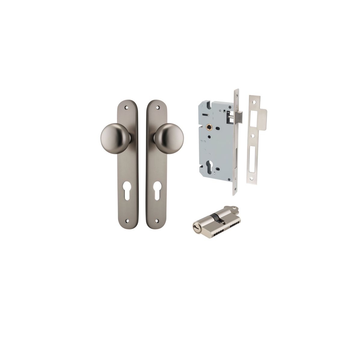 Iver Cambridge Door Knob Oval Concealed Fix Pair, Passage Kit, Privacy Kit , Entrance Kit with High Security Lock - Satin Nickel