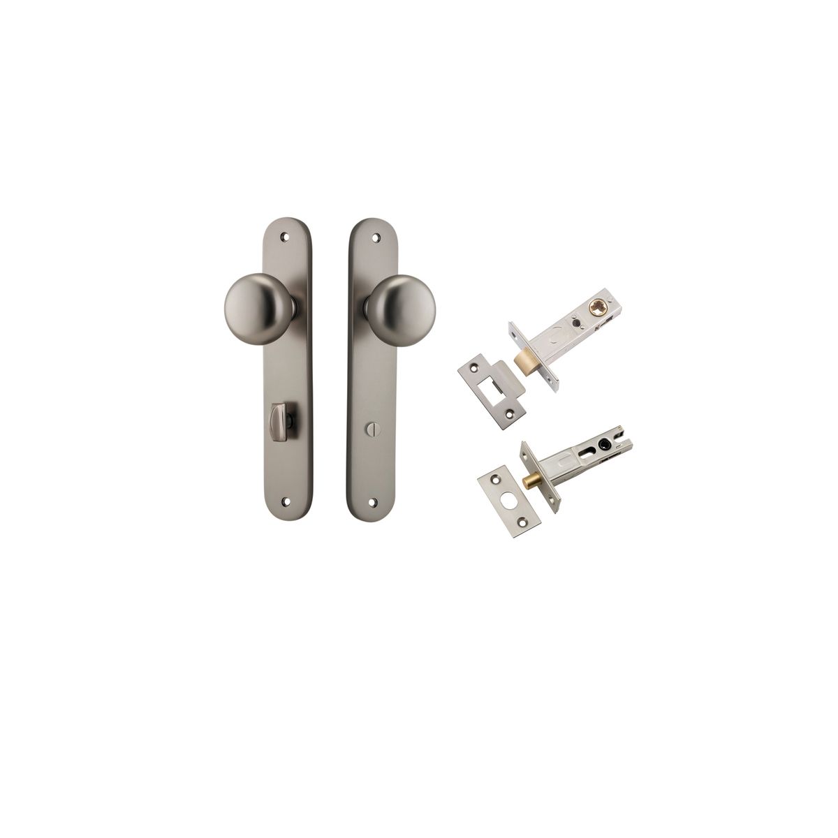 Iver Cambridge Door Knob Oval Concealed Fix Pair, Passage Kit, Privacy Kit , Entrance Kit with High Security Lock - Satin Nickel