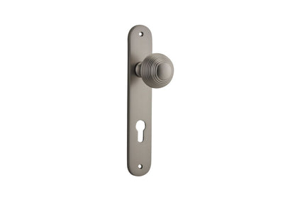 Iver Guildford Door Knob Oval Latch Pair, Passage Kit, Privacy Kit , Entrance Kit with High Security Lock - Satin Nickel