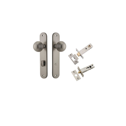 Iver Guildford Door Knob Oval Latch Pair, Passage Kit, Privacy Kit , Entrance Kit with High Security Lock - Satin Nickel