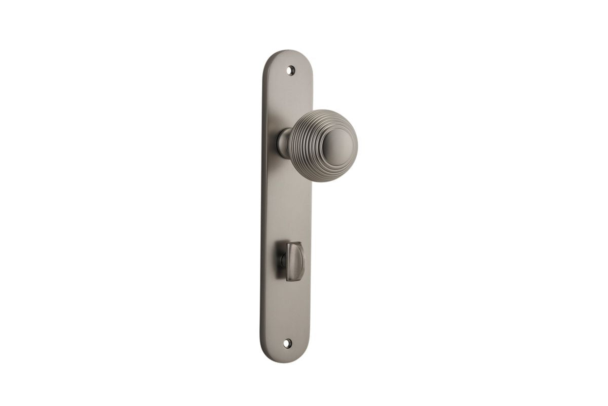 Iver Guildford Door Knob Oval Latch Pair, Passage Kit, Privacy Kit , Entrance Kit with High Security Lock - Satin Nickel