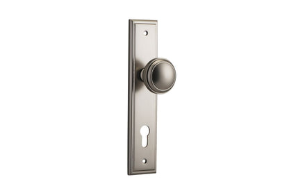 Iver Paddington  Door Knob Stepped Latch Pair, Passage Kit, Privacy Kit , Entrance Kit with High Security Lock - Satin Nickel