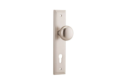 Iver Cambridge Door Knob Stepped Latch Pair, Passage Kit, Privacy Kit , Entrance Kit with High Security Lock -Satin Nickel