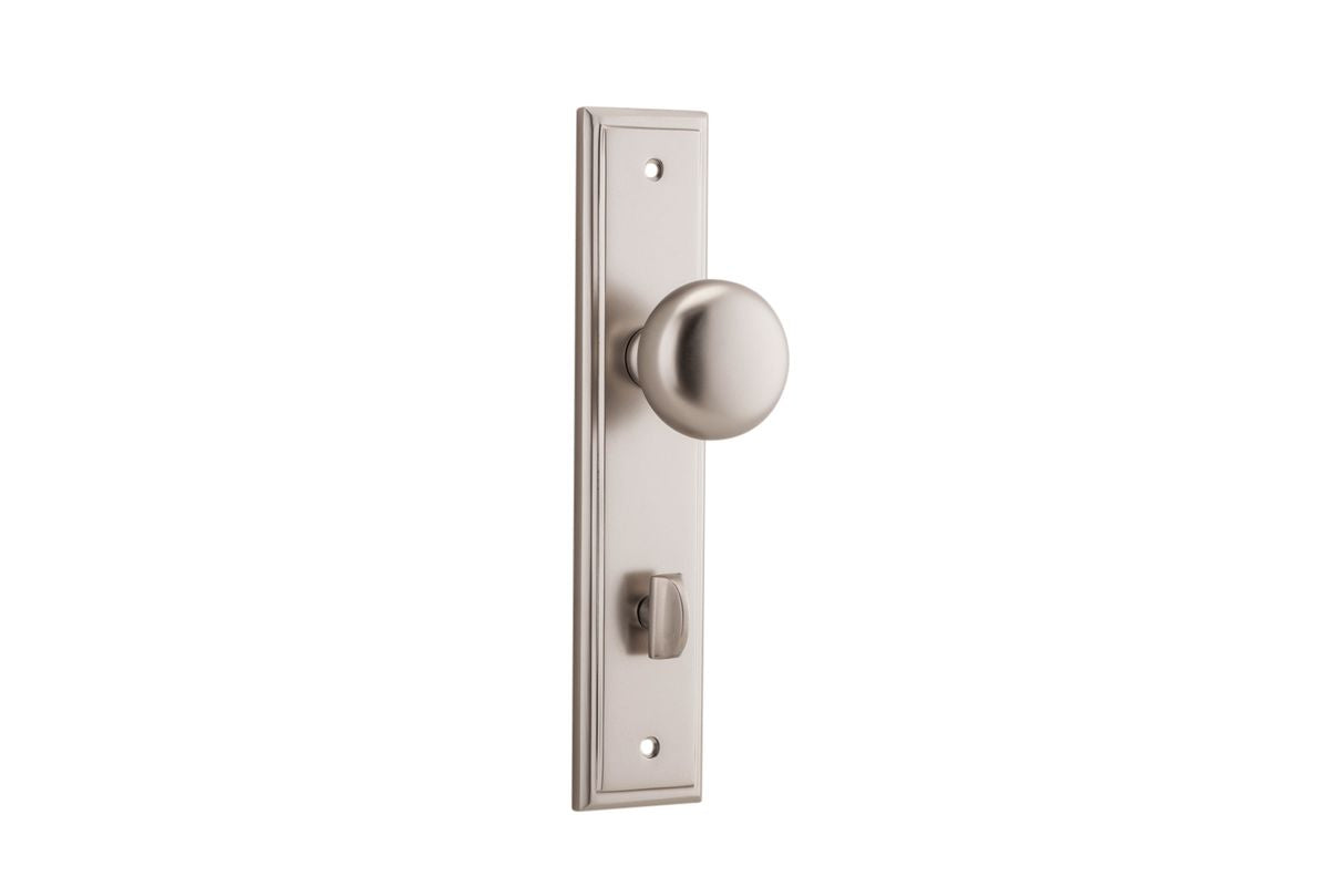 Iver Cambridge Door Knob Stepped Latch Pair, Passage Kit, Privacy Kit , Entrance Kit with High Security Lock -Satin Nickel