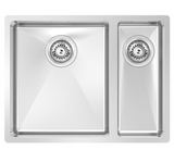 BURNS & FERALL FABRICATED DOUBLE BOWL SINK INCL CLIPS, WASTE & OVERFLOW WIDTH : 570MM ,630MM & 795MM RIGHT & LEFT SILVER