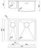 BURNS & FERALL FABRICATED DOUBLE BOWL SINK INCL CLIPS, WASTE & OVERFLOW WIDTH : 570MM ,630MM & 795MM RIGHT & LEFT SILVER