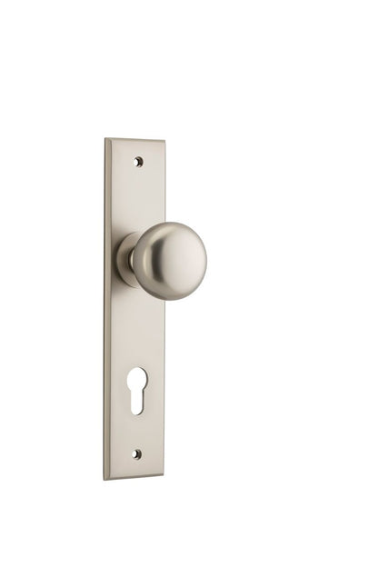 Iver Cambridge Door Knob Chamfered  Latch Pair, Passage Kit, Privacy Kit , Entrance Kit with High Security Lock - Satin Nickel