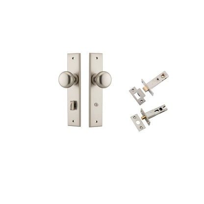 Iver Cambridge Door Knob Chamfered  Latch Pair, Passage Kit, Privacy Kit , Entrance Kit with High Security Lock - Satin Nickel