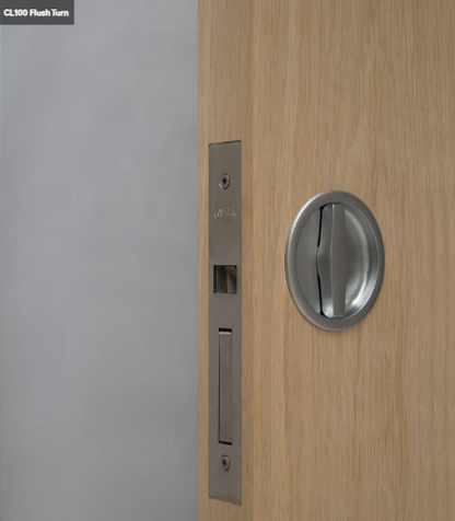 Cavity Slider For Doors Cavilock CL100 Flush turn Both Sides & Key Both Sides Edge Pull Left Handle & Right Handle Exit Free -Polished Brass & Satin Chrome