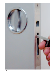Cavity Slider For Doors Cavilock CL100 Flushturn One Side & Key One Side Reversible Cylinder and Furniture -Satin Chrome & Polished Brass