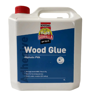 Soudal Gorilla Aliphatic PVA Wood Glue 250ml ,500ml ,1Litre ,2Litres ,4Litres &  20Litres Priced per unit - Minimum order Quantity 6 Units except 4L & 20L