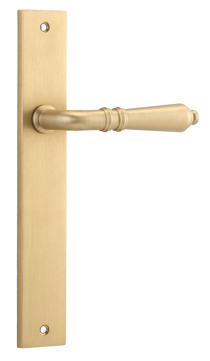 Iver Sarlat  Door Lever Rectangular Latch Pair, Passage Kit, Privacy Kit , Entrance Kit with High Security Lock - Brushed Brass