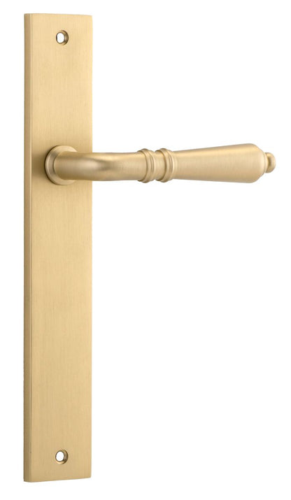 Iver Sarlat  Door Lever Rectangular Latch Pair, Passage Kit, Privacy Kit , Entrance Kit with High Security Lock - Brushed Brass