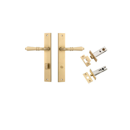 Iver Sarlat  Door Lever Rectangular Latch Pair, Passage Kit, Privacy Kit , Entrance Kit with High Security Lock - Brushed Brass