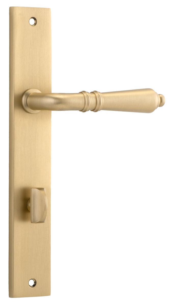 Iver Sarlat  Door Lever Rectangular Latch Pair, Passage Kit, Privacy Kit , Entrance Kit with High Security Lock - Brushed Brass