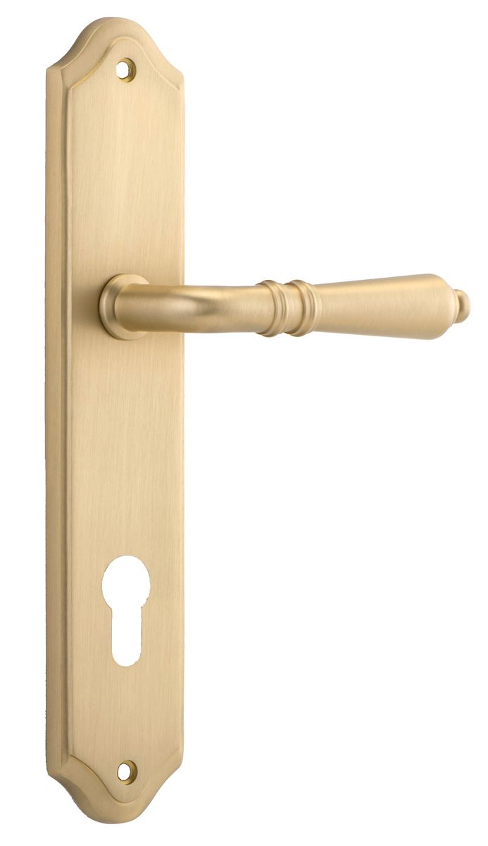 Iver Sarlat  Door Lever Oval Latch Pair, Passage Kit, Privacy Kit , Entrance Kit with High Security Lock - Brushed Brass