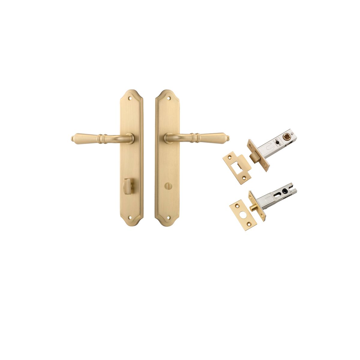 Iver Sarlat  Door Lever Oval Latch Pair, Passage Kit, Privacy Kit , Entrance Kit with High Security Lock - Brushed Brass
