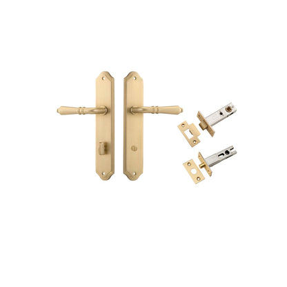 Iver Sarlat  Door Lever Oval Latch Pair, Passage Kit, Privacy Kit , Entrance Kit with High Security Lock - Brushed Brass