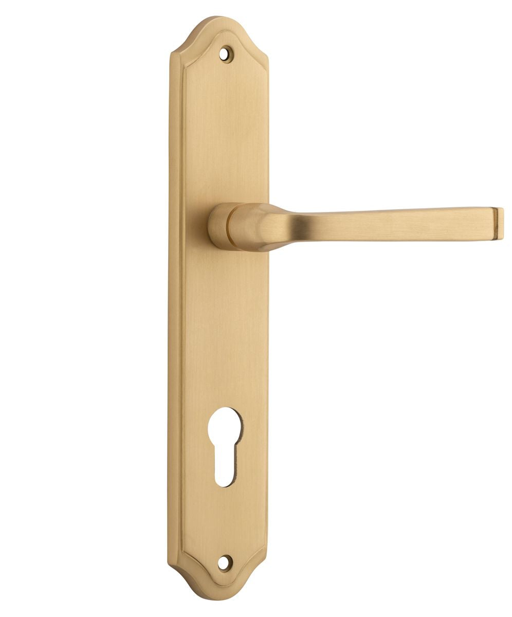 Iver Annecy Door Lever Shouldered Latch Pair, Passage Kit, Privacy Kit , Entrance Kit with High Security Lock -Brushed Brass