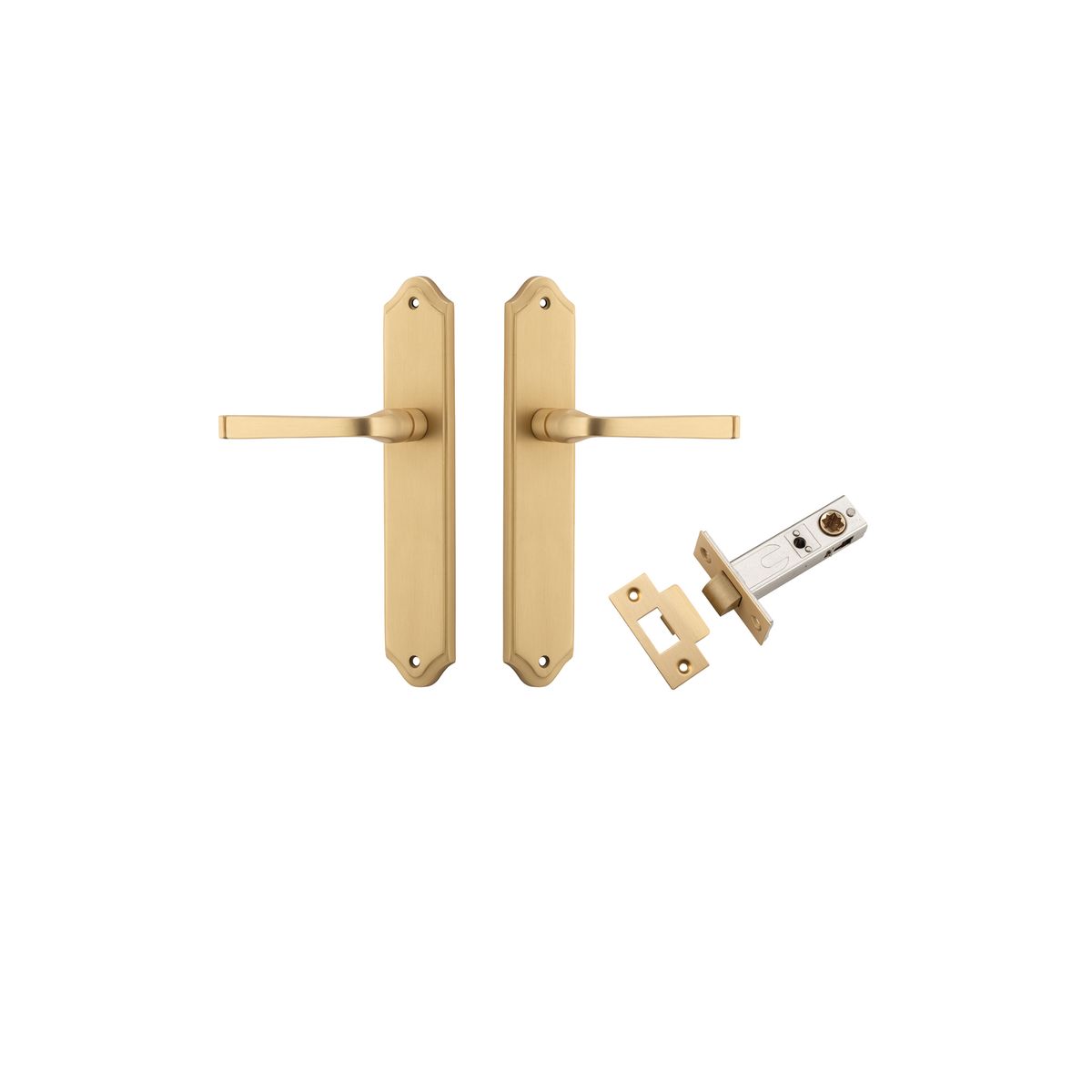 Iver Annecy Door Lever Shouldered Latch Pair, Passage Kit, Privacy Kit , Entrance Kit with High Security Lock -Brushed Brass