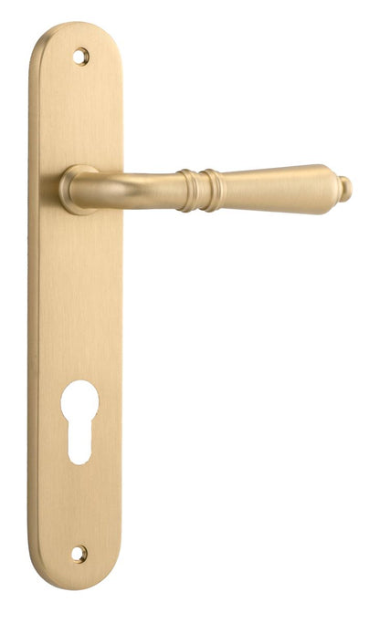 Iver Sarlat  Door Lever Oval Latch Pair, Passage Kit, Privacy Kit , Entrance Kit with High Security Lock - Brushed Brass