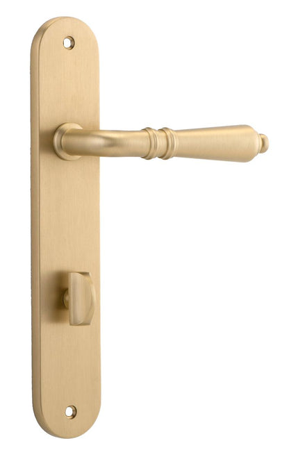 Iver Sarlat  Door Lever Oval Latch Pair, Passage Kit, Privacy Kit , Entrance Kit with High Security Lock - Brushed Brass