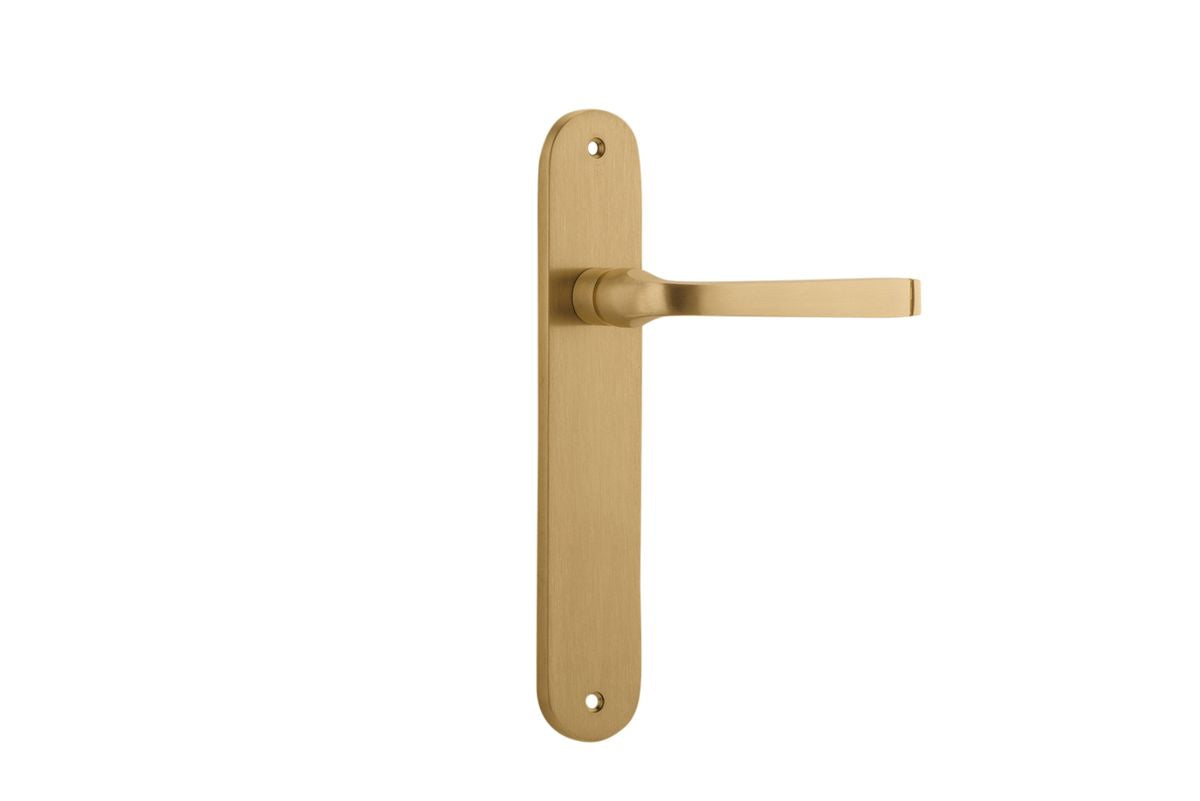 Iver Annecy Door Lever Oval Latch Pair, Passage Kit, Privacy Kit , Entrance Kit with High Security Lock - Brushed Brass